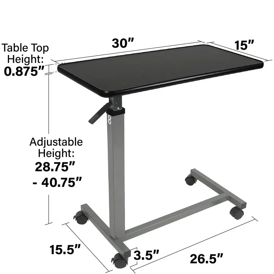 Medical Adjustable Overbed Bedside Table with Wheels Hospital and Home Use