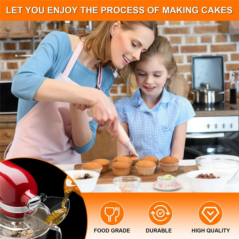 

Latest For Kitchenaid 4.5-5QT Tilt-Head Stand Mixers Kit Mixing Bowl+Dumping Shield Bracket Dishwasher Safe