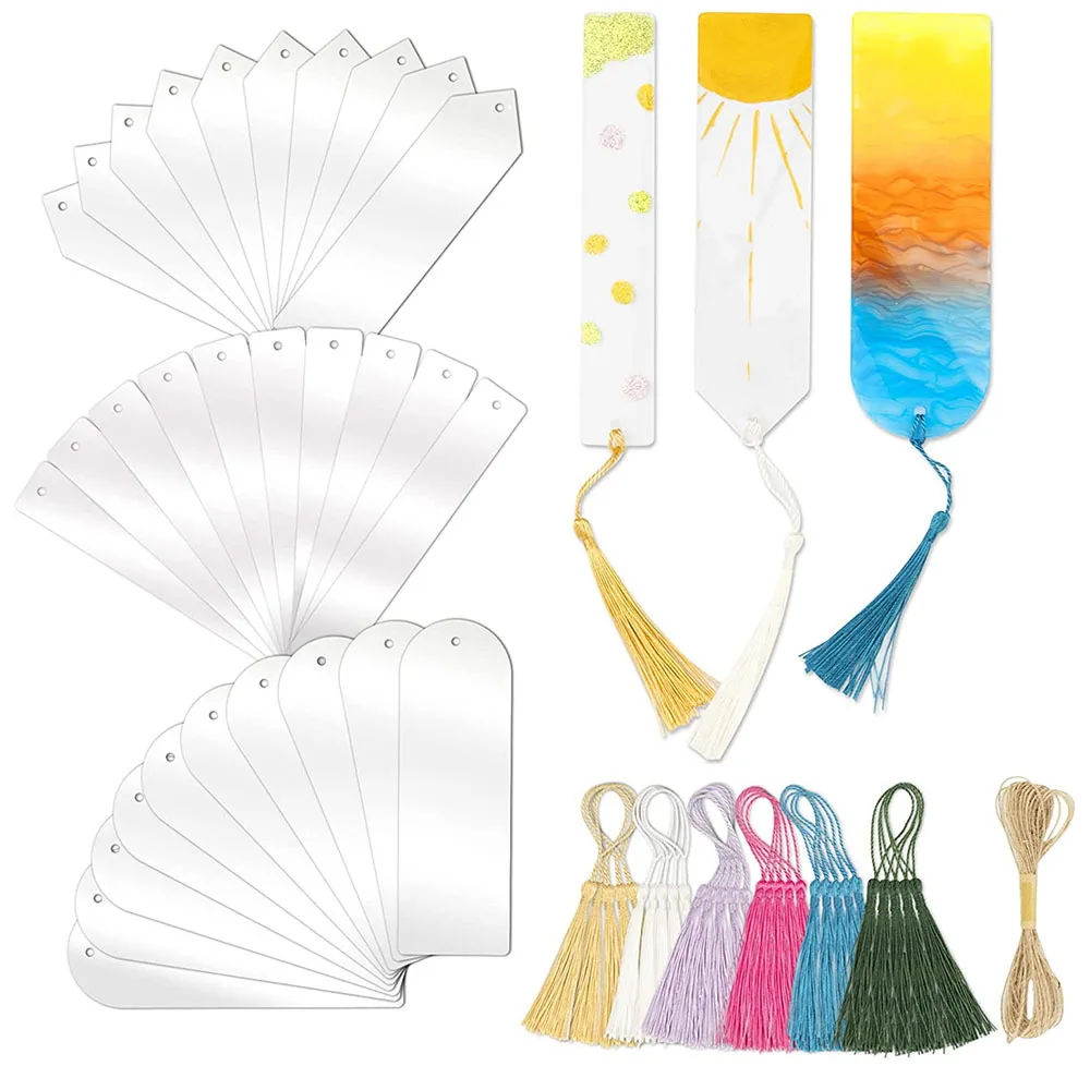 

Acrylic Bookmarks Blank Transparent Bookmark Tassel DIY Handmade Bookmark Personalized Color Painting Christmas Decorations