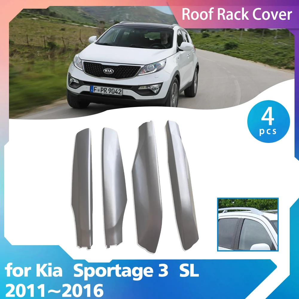 Car Roof Rack Cover for Kia Sportage 3 SL 2011~2016 2012 2013 ABS Luggage Lid Bar Part Rail End Shell Cap Trim Shell Accessories