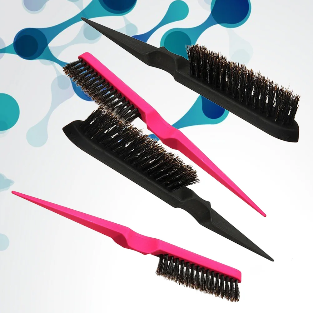 

4 шт., расческа для вьющихся волос со свиной щетиной, многофункциональная прочная расческа для домашнего салона, тонкая ручка, стимулирующая кожу головы, способствует поток крови