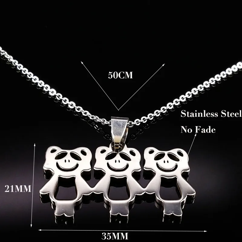 3 Boys 2 Girl Family Stainless Steel Chain Necklaces for Women chains for children Necklace Jewelry collar hombre N378S01