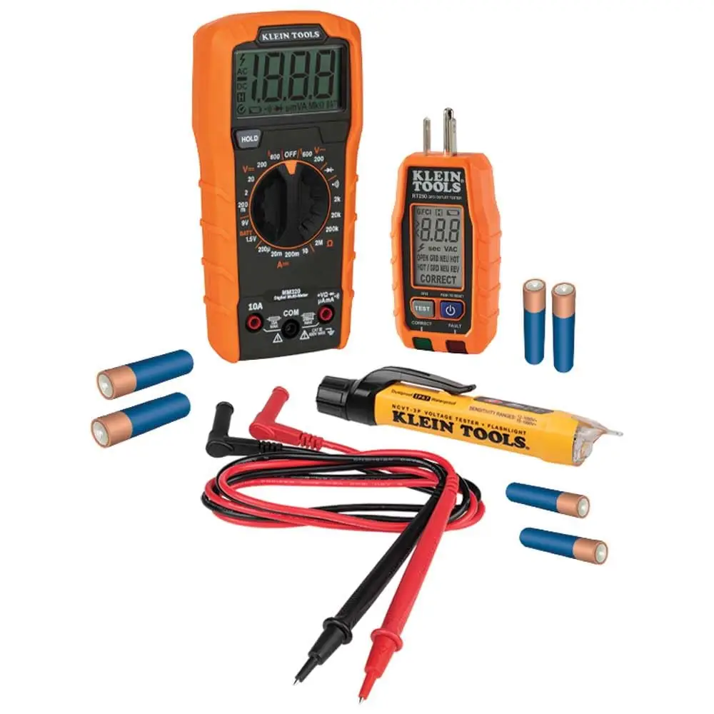 

Premium Digital Multimeter Kit with Non-Contact Voltage Tester, Receptacle Tester, and Test Leads for Electrical Testing