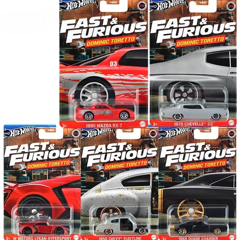 Hot Wheels Fast & Furious Premium Car Dominic Toretto Dodge Mazda Rx-7 Chevy Fleetline W Motors Voiture juguetes para niños carro de aleación