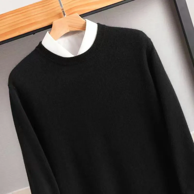 Cashmere Cotton Blend Pullover Men Sweater 2023 Autumn Winter Classic Solid Color Jersey Hombre Pull Homme Man Knitted Sweaters