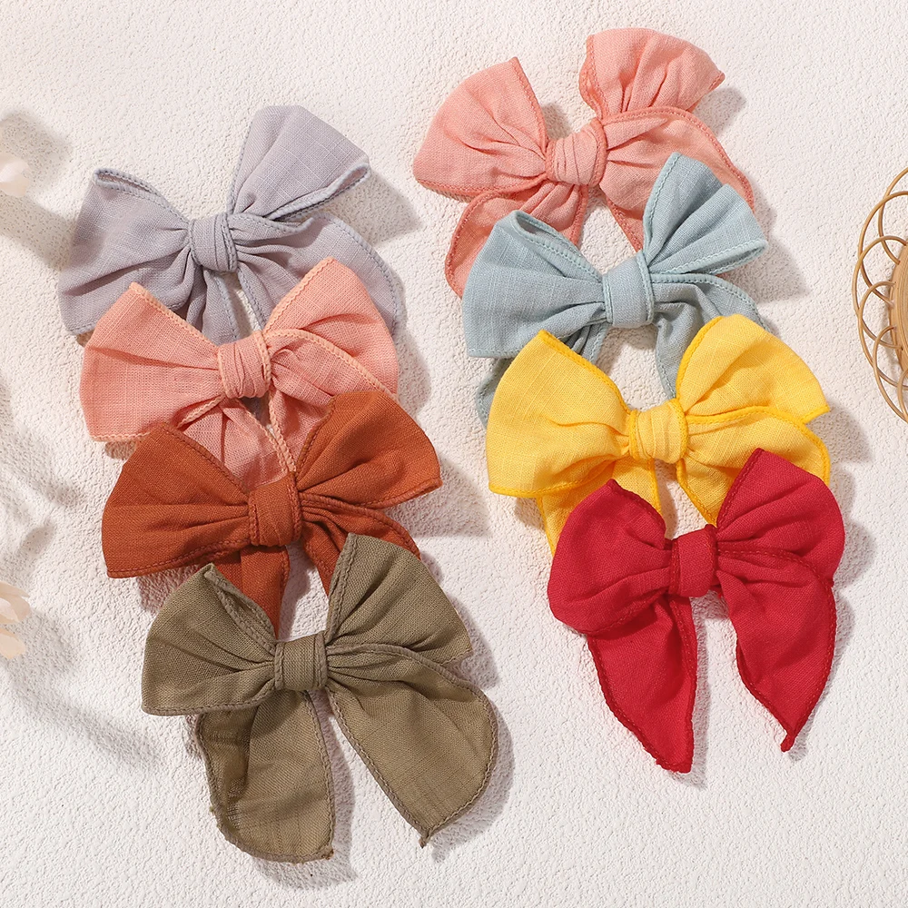 

10pcs/set Random colors Women Linen Bow Hair Clips Big Sailor Bow Barrettes Baby Kids Hairgrips Hair Bows Accessories Headwear