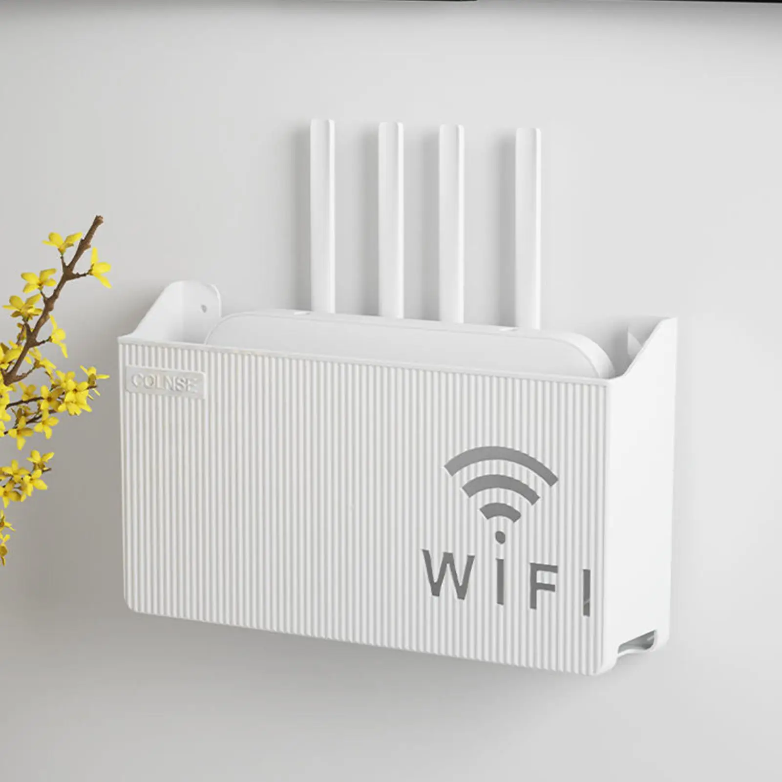 Kein Bohren, WLAN-Router-Regal, Wandmontage-Organizer mit belüfteter Basis, versteckt Kabel und verbessert das Signal für saubere Heimbüro-Setup
