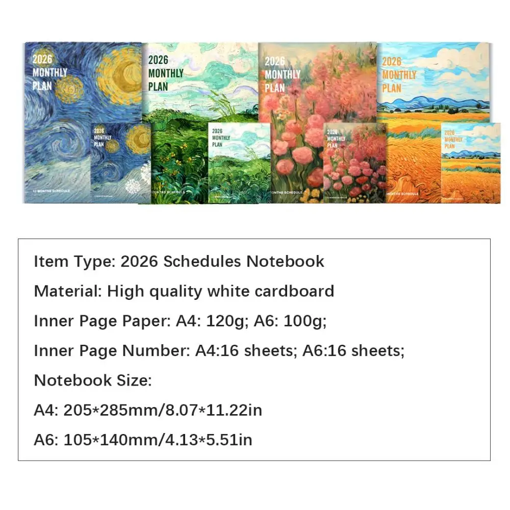 2Pcs/Set A4/A6 2026 Schedules Notebook Learning Plan Work Efficiency Planner Notebook Life Check-in 2026 Calendar Planner School