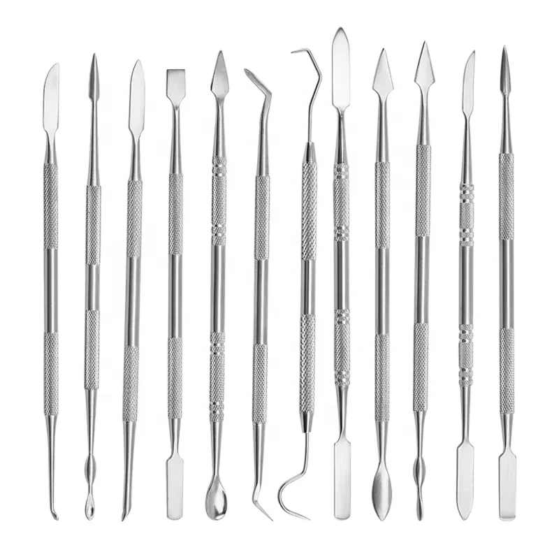 12pcs Stainless Steel Dual Head Wax Carving Tools Set for Pottery Ceramics DIY Wax and Clay Sculpting Modeling Shaping Kit Tools
