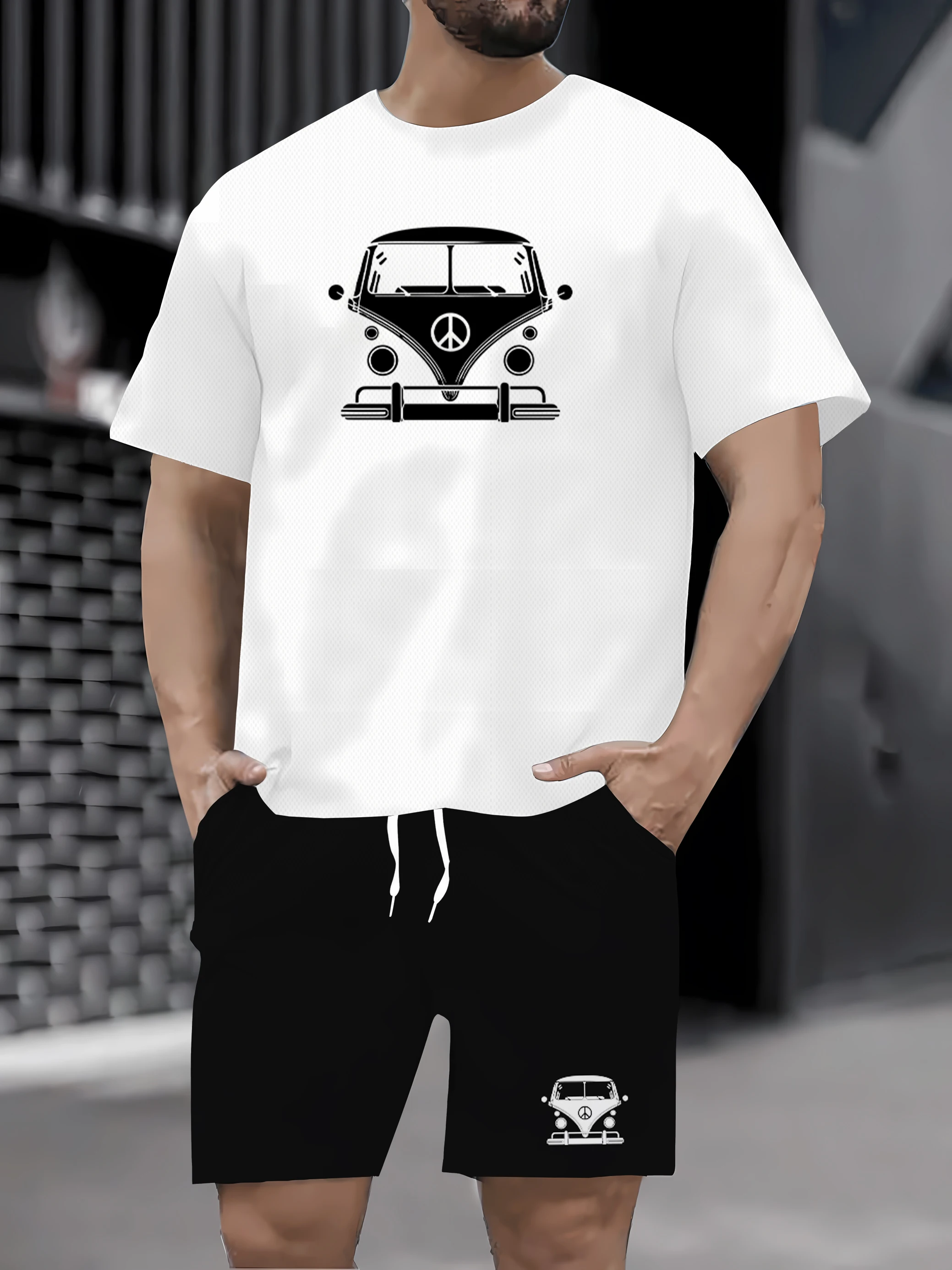 

2025 verão masculino impresso shorts de manga curta casual esportes conjunto de duas peças ao ar livre urbano rua moda