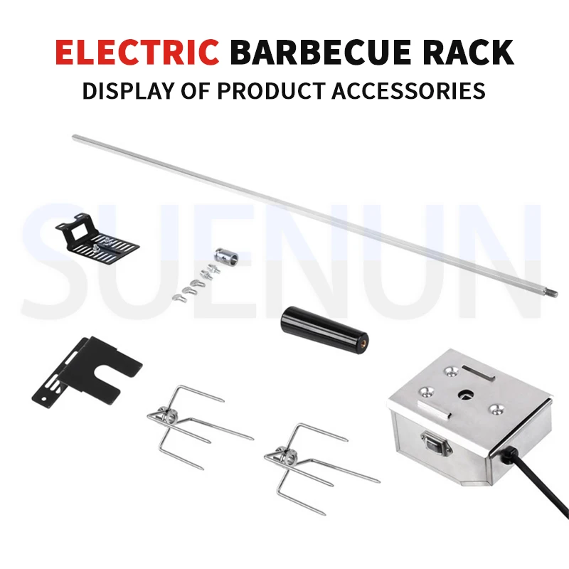 Kit de parrilla giratoria Universal con Motor de 4W, parrilla de barbacoa eléctrica, Kit de barbacoa automática de acero inoxidable, parrilla de barbacoa