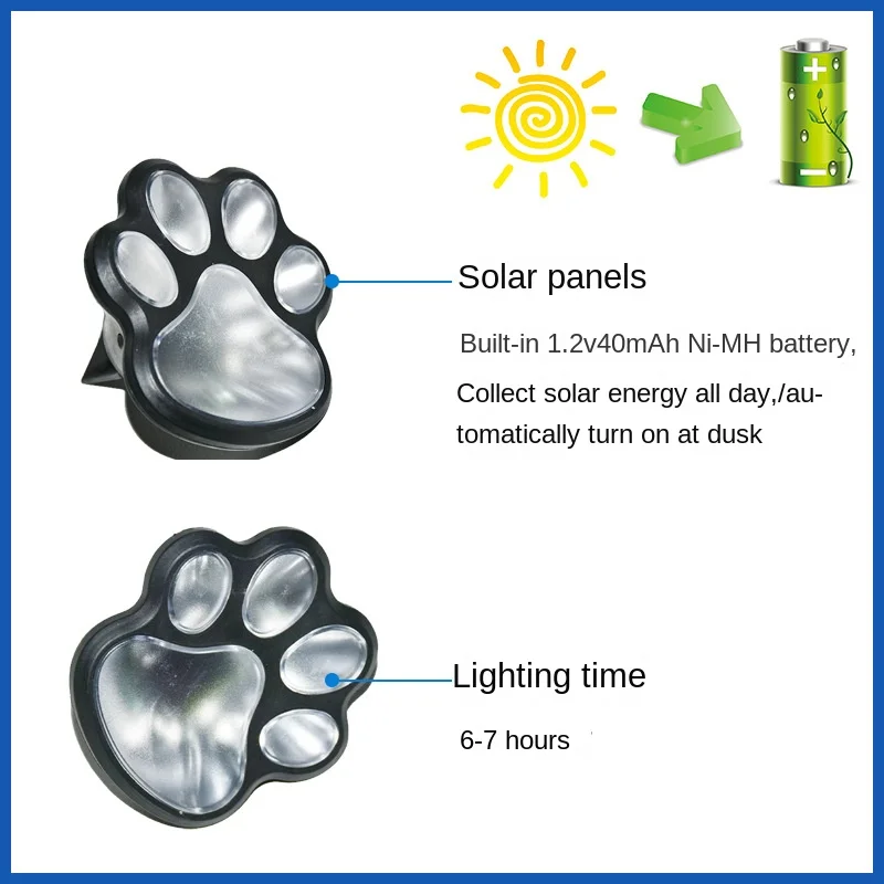 Waterproof Solar Paw Print Luzes, gato, cão, animal, ao ar livre, Natal, decoração de Dia das Bruxas, jardim, pátio, luz do gramado