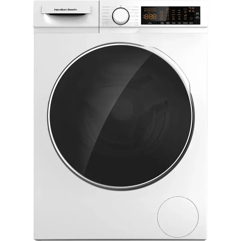 Hamilton Beach HBFW3205 Fullsize Washer-LED Digital Display Panel-5 Wash Cycles-Front Load Design-2.2 cu ft, 24 inch Wide, White