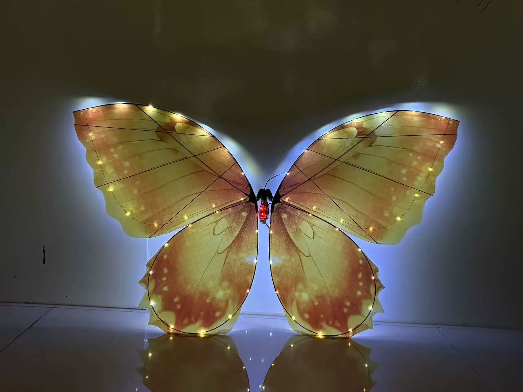 Flysky Bionic Flapping Butterfly Remote Control Led Lighted Transparent Glass Wing Butterfly For Commercial Stage Performance
