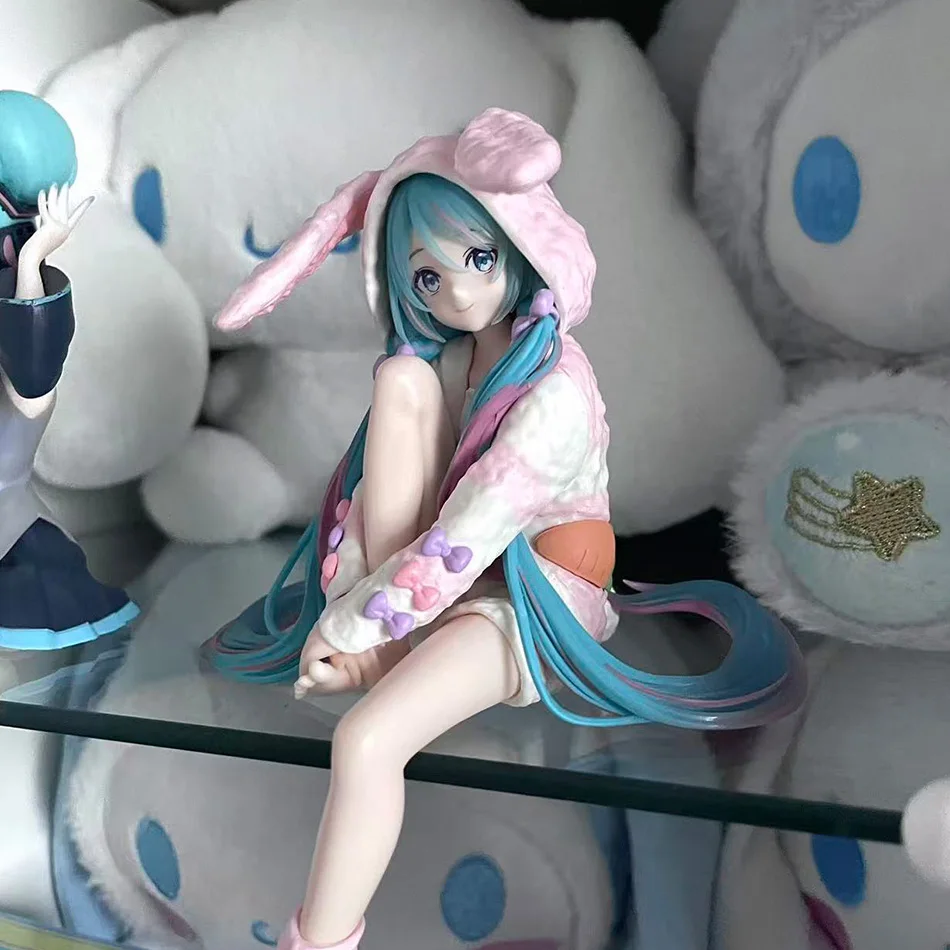 Figura de Acción de Anime HATSUNE MIKU de 15 CM con Pijama de Orejas de Conejo, Muñeca de PVC, Coleccionable, Regalo