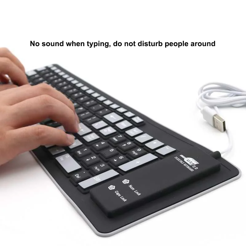 Flexible Computer Keyboard Silicone Mute USB Wired Waterproof  Folding Spanish Arabic Keyboard For Laptop PC Desktop Windows