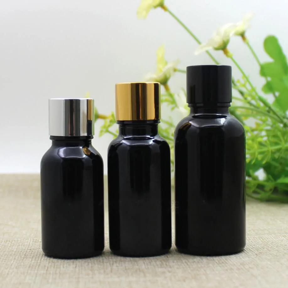 Bottiglia di vetro nero da 100 ml olio essenziale siero liquido complesso recupero gel per occhi siero liquido umidità cura della pelle imballaggio cosmetico