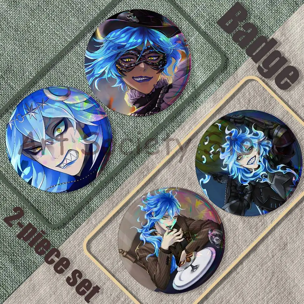 T-Twisted I-Idia S-Shroud Brooches for Backpack Accessories 25,32,44,58,75mm Round Enamel Pins 2-piece set Cartoon Anime Badge
