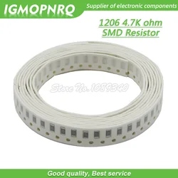 100 sztuk 1206 rezystor SMD 1% rezystancja 4.7K ohm rezystor chipowy 0.25W 1/4W 4K7 472 IGMOPNRQ