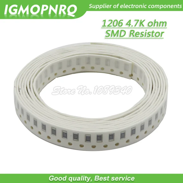 100 sztuk 1206 rezystor SMD 1% rezystancja 4,7K ohm rezystor chipowy 0,25W 1/4W 4K7 472 IGMOPNRQ