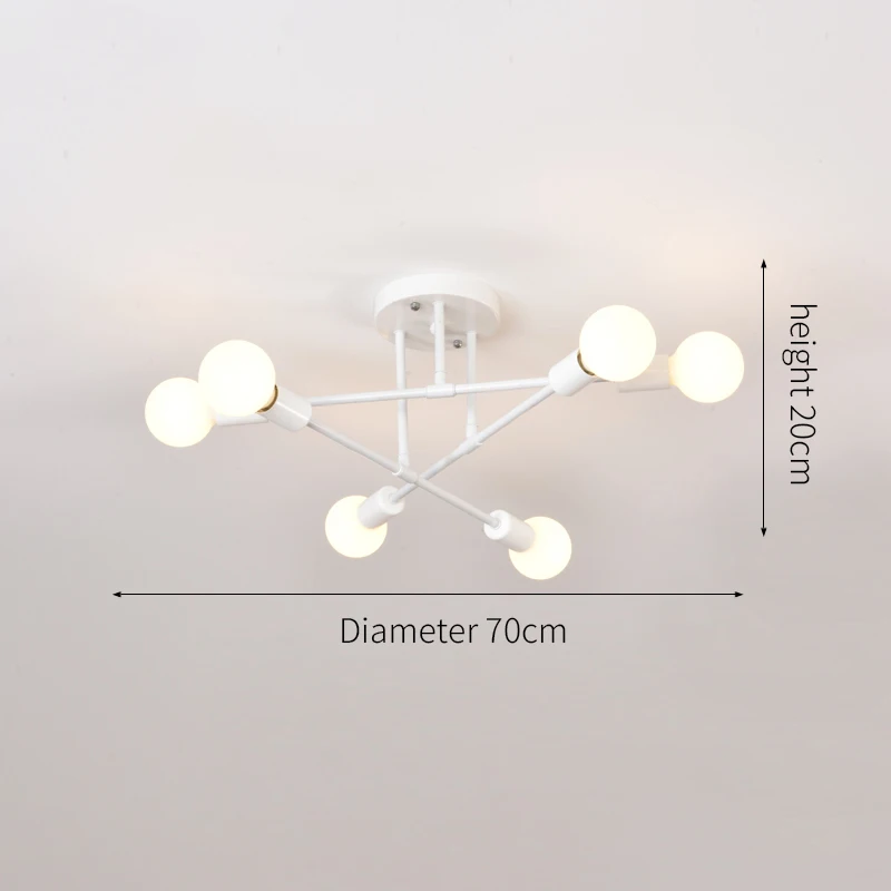 ludengchaoshi Retro Industrie Schmiedeeisen Material 6 Köpfe LED Deckenleuchte Home Leuchte Moderne Wohnzimmer Licht E27 Dekoration Licht 6