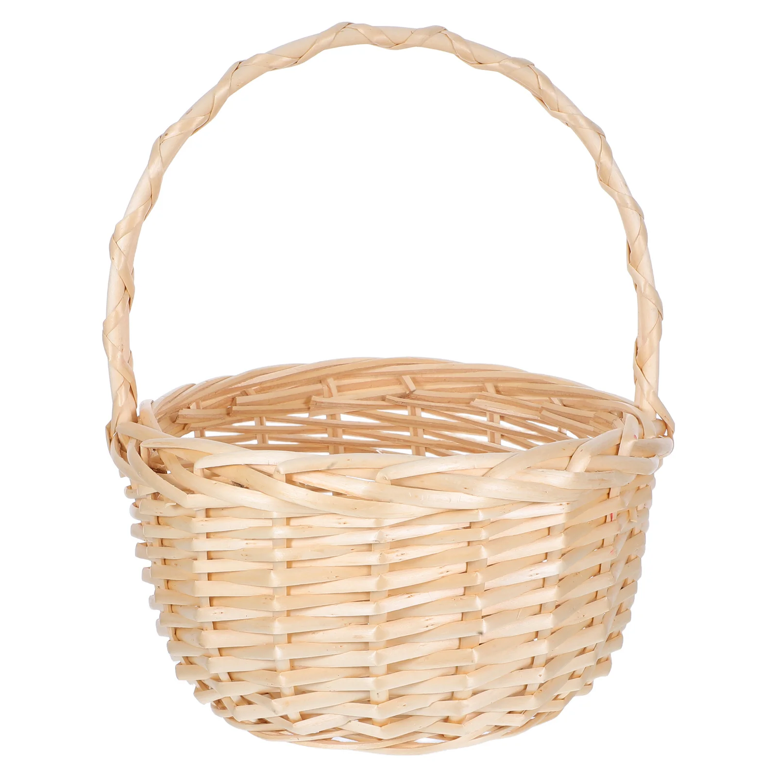 Natural Willow Hamper Handcrafted Wicker Picnic Basket for Food Vegetable Storage Decorative Flower Basket with Pearl Handle