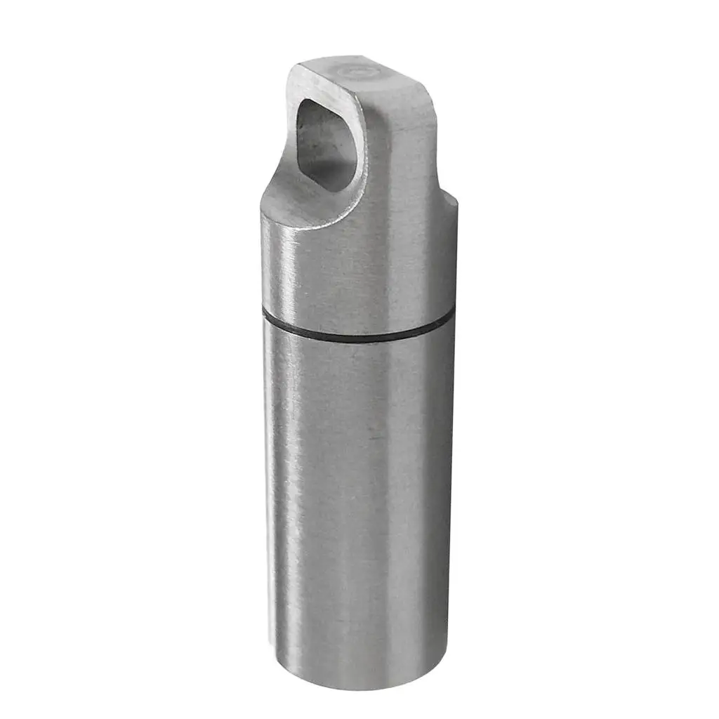 Survival Waterproof Capsule Alloy Mini Container Outdoor Pill Holder Pocket Pill Case for Camping Hiking
