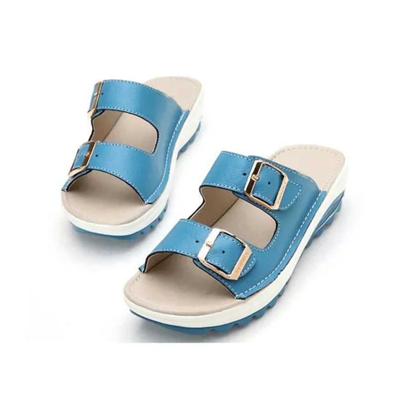 MVVJKE Plus Size 35-42 Hot New Summer Woman Beach Slippers Sandals Casual Double Buckle Clogs Sandalias Women Slip on Flip Flop