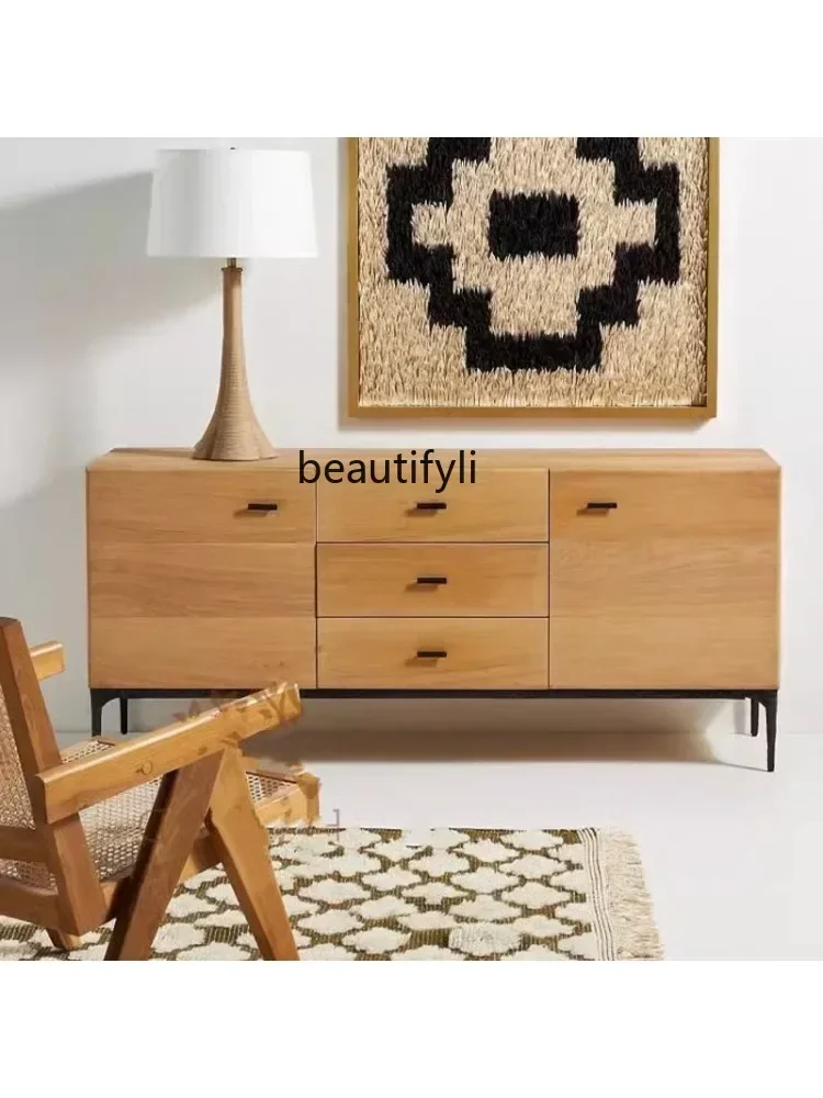 

Nordic Solid Wood Chest of Drawers Entrance Cabinet Simple Modern Sideboard Oak Locker Storage Cabinet Curio Cabinet