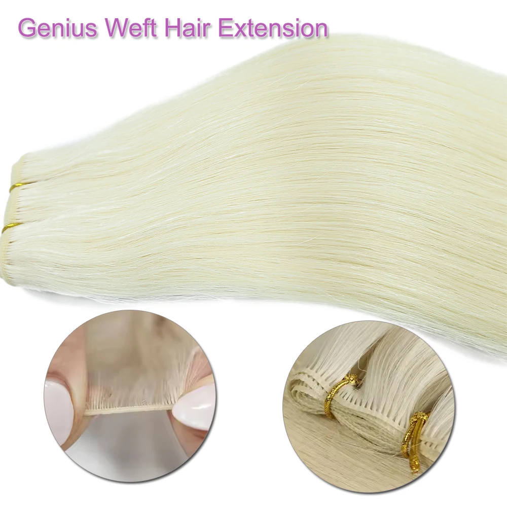 عبقرية لحمة شعر بشري روسي ملحقات 20-22 بوصة 50 جرام بشرة الانحياز سلس لصنع شعر مستعار وصلات شعر #3