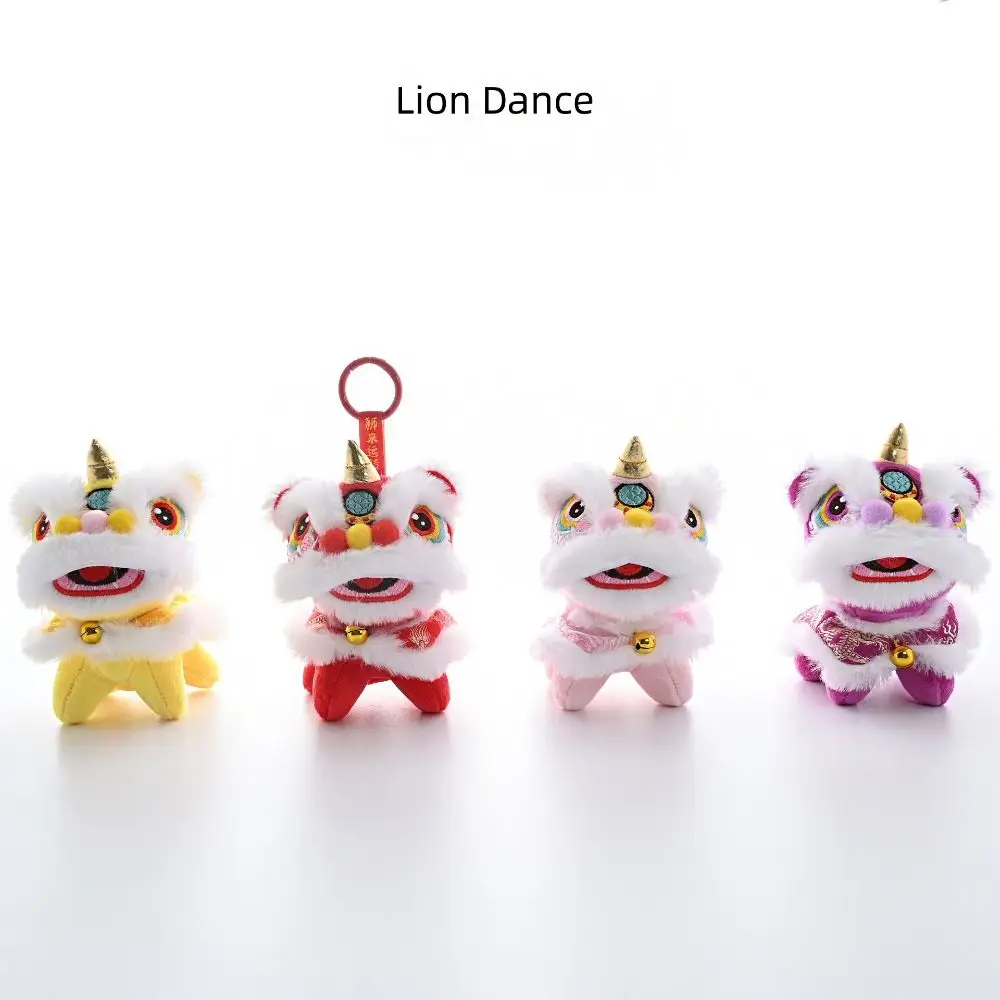 

Cartoon Lion Dance Keychain Year of Horse Chinese Style Lion Dance Pendant Plush Toy Doll Awakened Lion Chinese New Year Gift