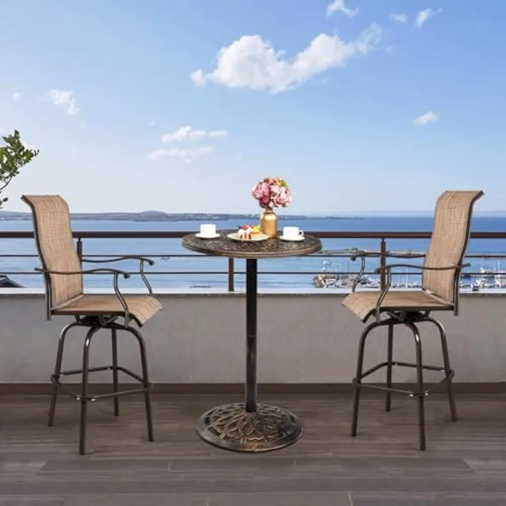 Bartisch für den Außenbereich, hoher Tisch, Kneipentisch aus Aluminiumguss, 40 Zoll Höhe, runder Bartisch, Bistrotisch für Terrasse