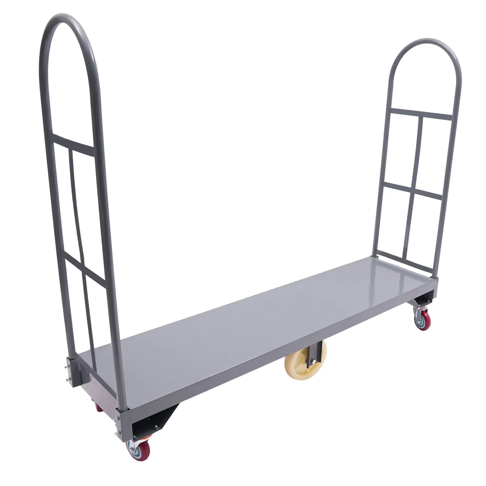 64.6Lx15.7H U-قارب الصلب عربة 2000lbs قدرة U-قارب عربة الصلب مع مقابض قابلة للإزالة U-قارب منصة شاحنة دوللي مستطيلة
