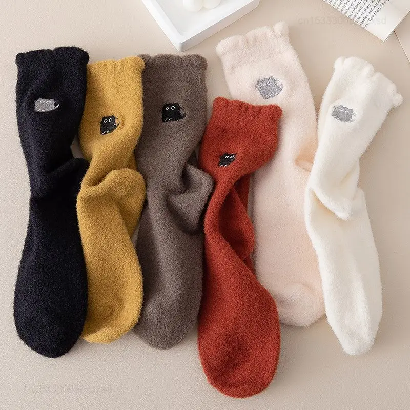 New 3 Pairs/set Wool Socks Autumn and Winter Warm Thick Cozy Boot Thermal Soft Sock Against Cold Snow Socks Women's Stockings