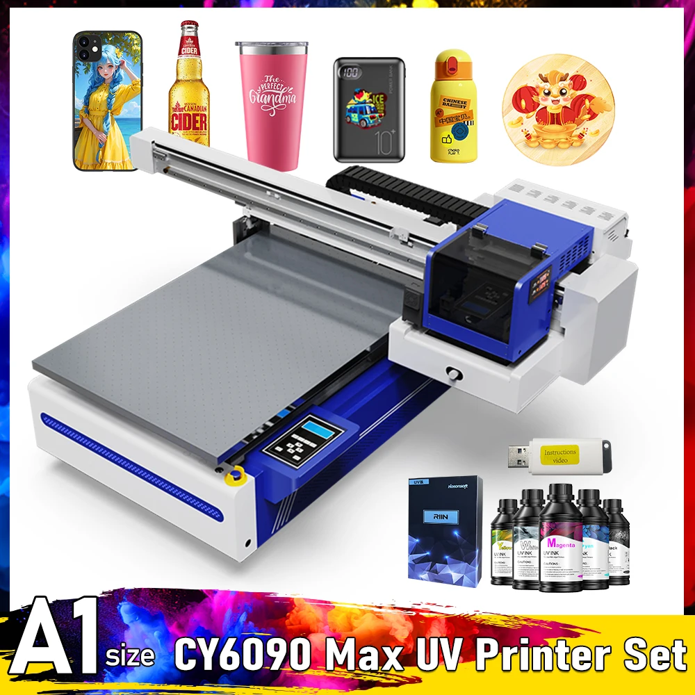 A1 UV Printer For Epson XP600 Flatbed UV Printer 6090 Impresora a1 uv Printing machine for Phone case Bottle Acrylic Metal Wood