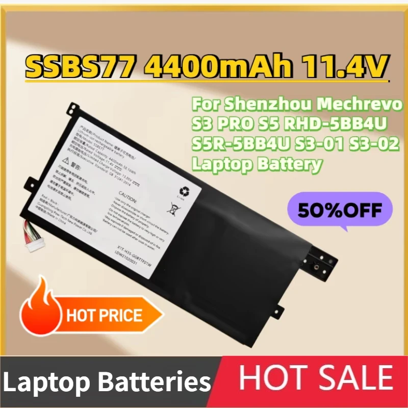 New Upgrade SSBS77 4400mAh 11.4V Laptop Battery for Shenzhou Mechrevo S3 PRO S5 RHD-5BB4U S5R-5BB4U S3-01 S3-02 + Free Tools