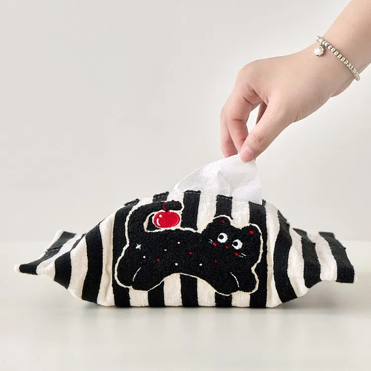 

Новинка 2025 года, чехол для бумажного ящика с мультяшным котенком, офисный настольный ящик для бумаги, домашний чайный столик, коробка для салфеток, домашняя тканевая крышка для салфеток