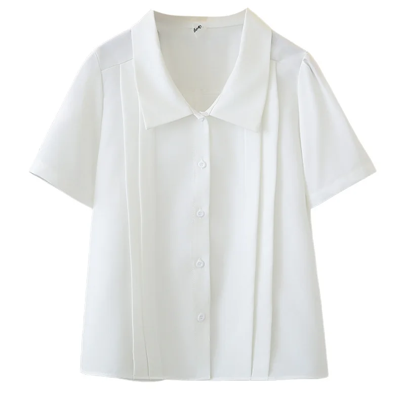 

Летняя женская шифоновая рубашка больших размеров 2026 года с коротким рукавом, жатая, с открытым передом, универсальный кардиган-топ для пышных дам # 3078