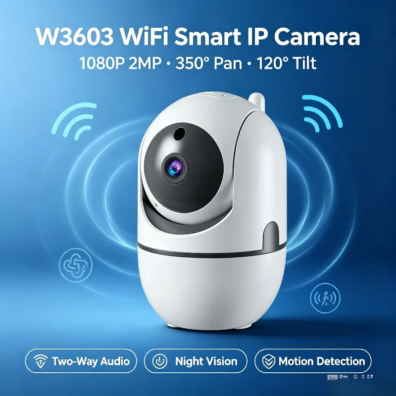 Caméra intelligente WiFi d'intérieur 1080P 2MP Pan-Tilt 360 °   Caméra de surveillance pour bébé avec audio bidirectionnel, alerte de mouvement, contrôle à distance via application