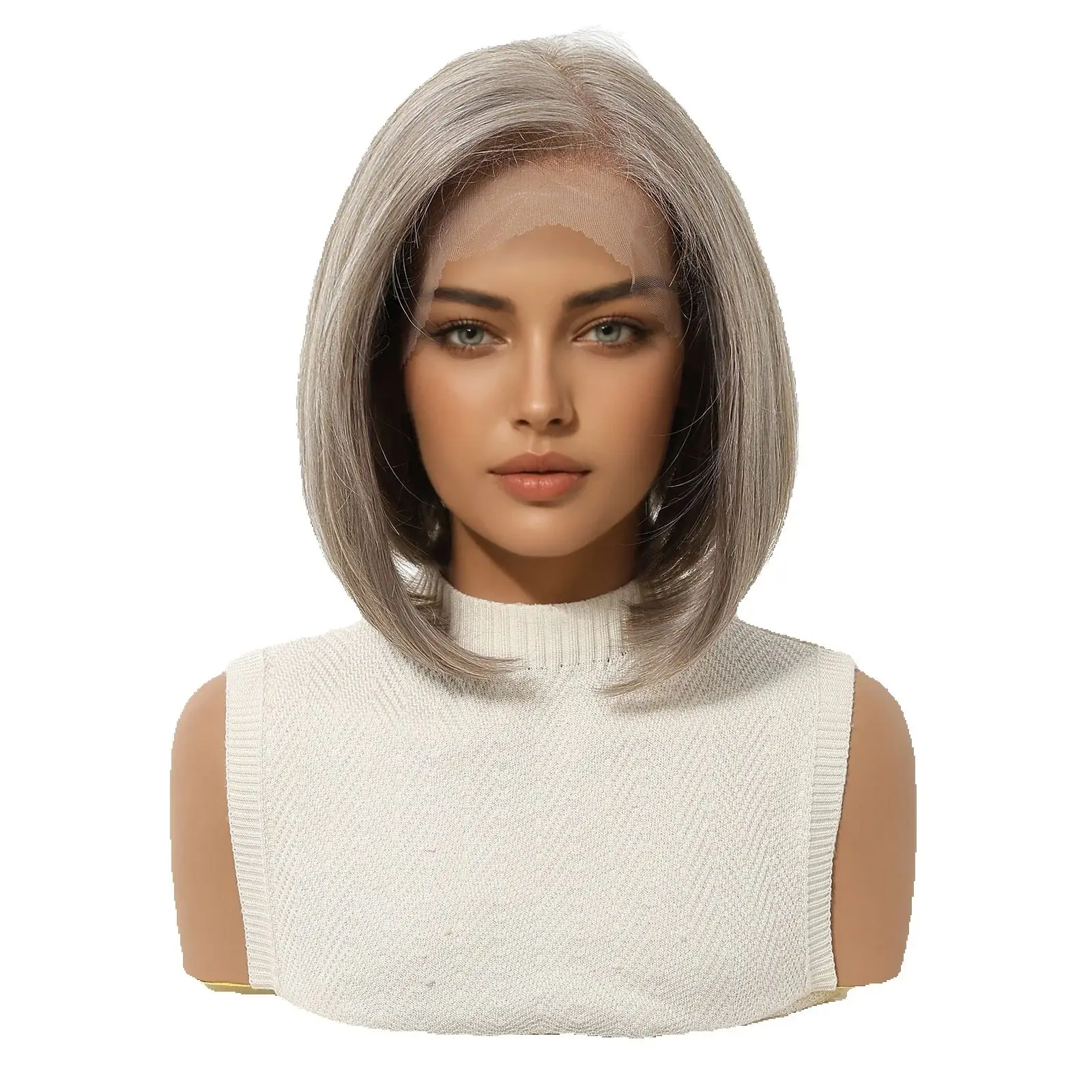 13*6 HD Lace Front Perücken Blonde Gemischte Braune Synthetische Perücken Für Frauen Tägliche Party Kurze Gerade Natürliche Gefälschte haar Hitzebeständig