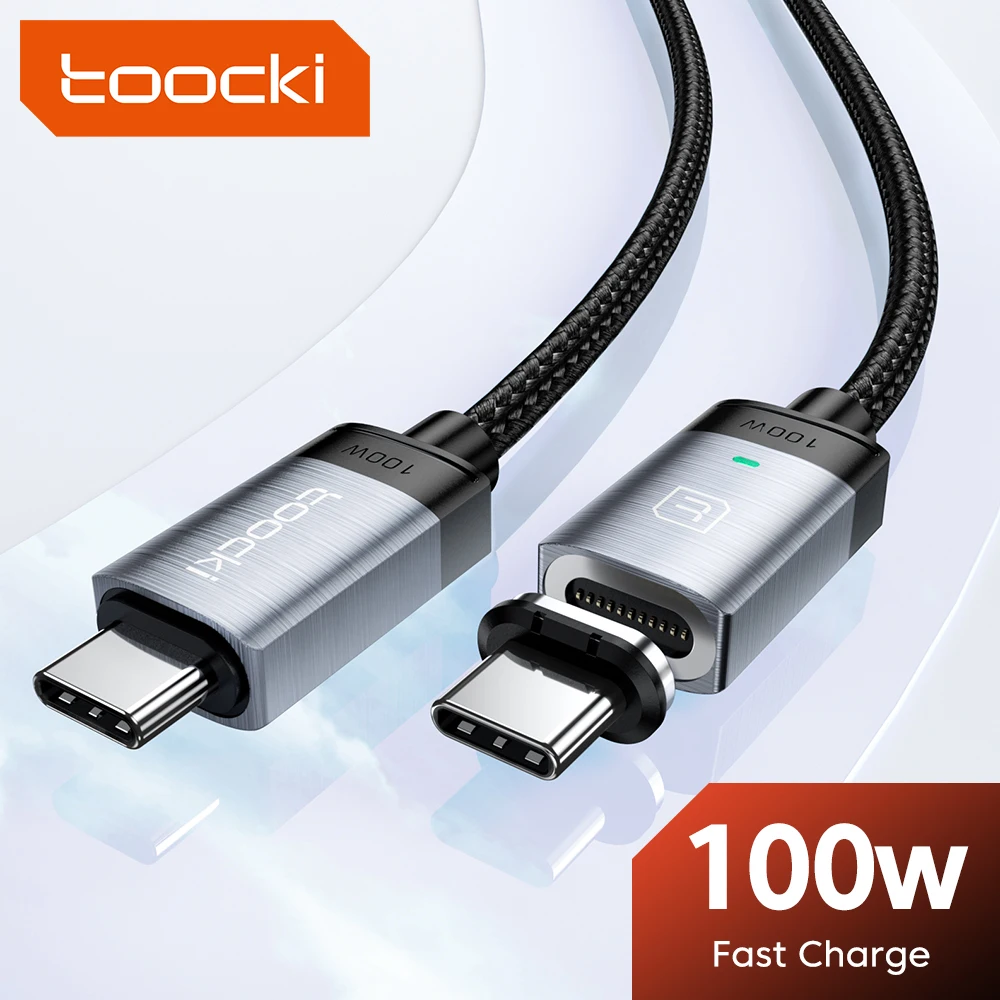 Toocki Magnetic Charging Cable USB Type C To USB C Cable 100W 5A Fast Charging For Samsung Huawei Macbook PD Type-C Charger Cord