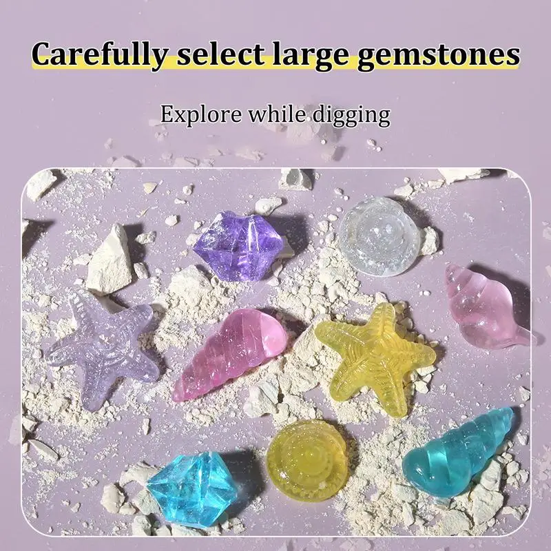 Gem Mining Set for Kids Conch Shape Gemstone Dig Stem Science Kit Excavate Dig & Reveal Gemstones Crystal Digging Set Gifts