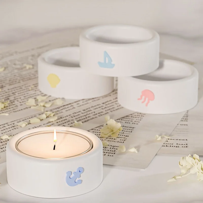 

Diy Ocean Candle Cup Четырехзвенная смоляная форма Держатель для ароматерапии Гипсовая силиконовая форма