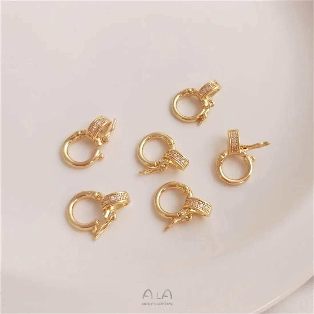 

14K Gold Inlaid Zircon Universal Pendant Buckle Pearl Necklace Buckle Handmade Diy First Jewelry Buckle Accessories B944