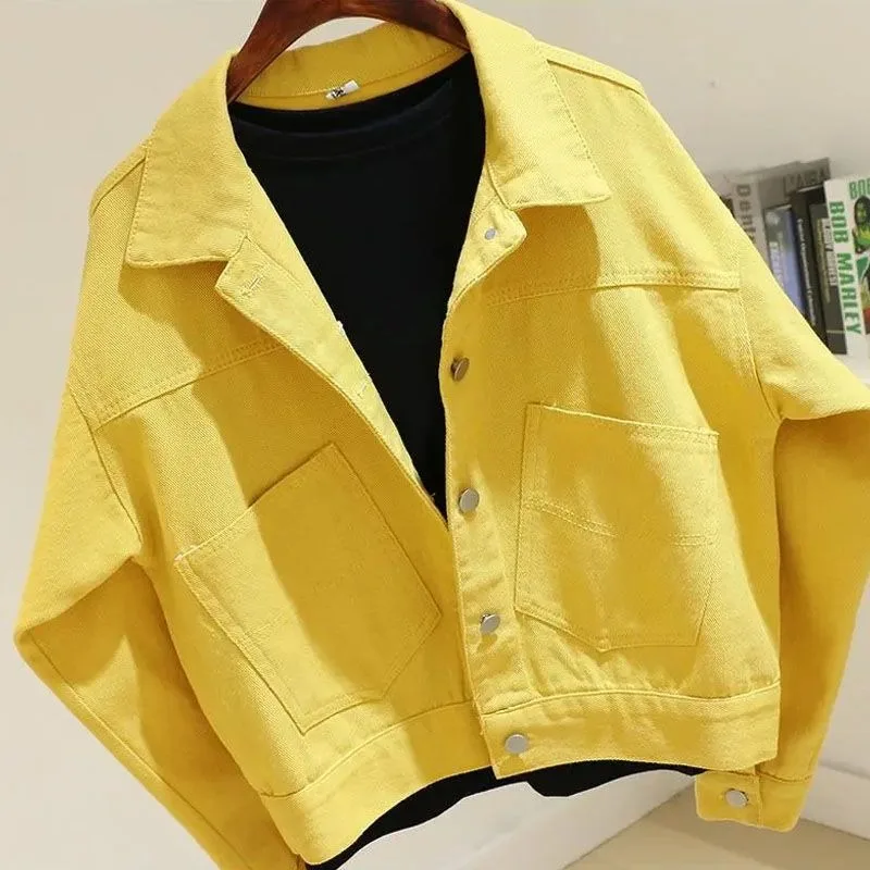 

Denim Jacket for Women Spring and Autumn Short Loose Long-sleeved Jacket Casual Jacket