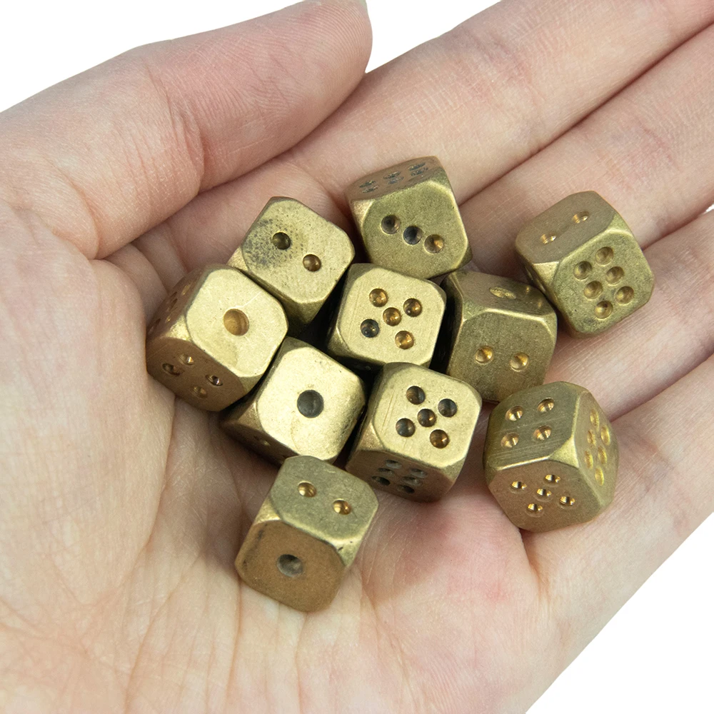 2/6Pcs Metal Dice Brass Gold Color High Quality 6 Sided Dice For Club/Party/Family Games 11mm