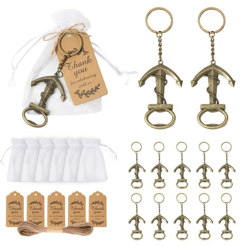 30Pcs Elegant Party Favors of Anchor bottle opener souvenirs for Beach wedding decoration gifts and Bridal shower Beer openers