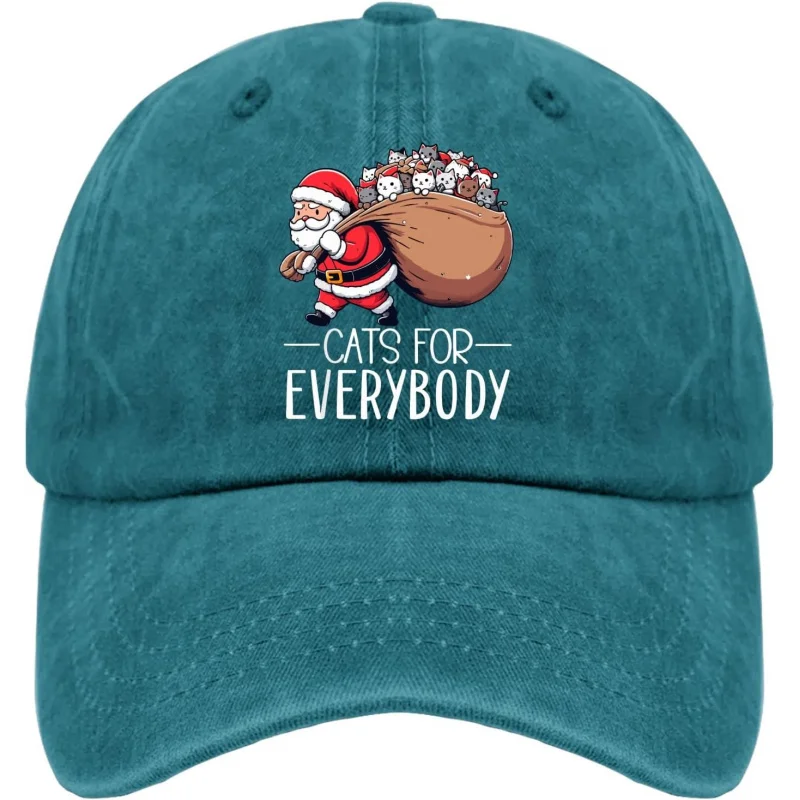 Cotton Cats for Everybody Christmas Cat Hats for Women Baseball Caps Funny Washed Running Hats