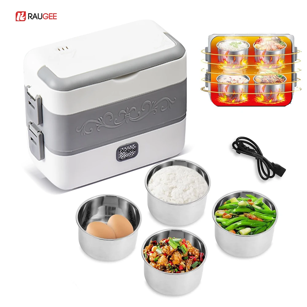 صندوق غداء كهربي 2.4L الطبخ صندوق غداء كهربي 200 واط المحمولة سريع التدفئة باخرة جهاز تسخين الطعام للمنزل مكتب عنبر