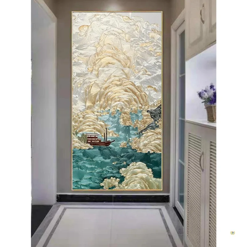 Art glass, filigree enamel color, hand-painted entrance abstract decorative painting
